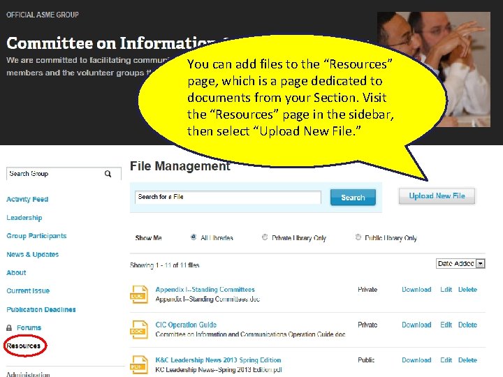 You can add files to the “Resources” page, which is a page dedicated to You can add files to the “Resources” page, which is a page dedicated to