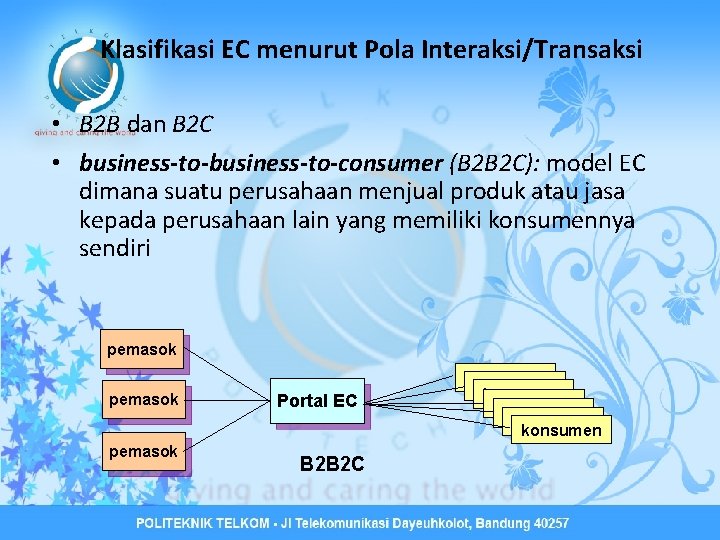 Klasifikasi EC menurut Pola Interaksi/Transaksi • B 2 B dan B 2 C •