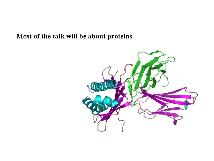 Most of the talk will be about proteins 