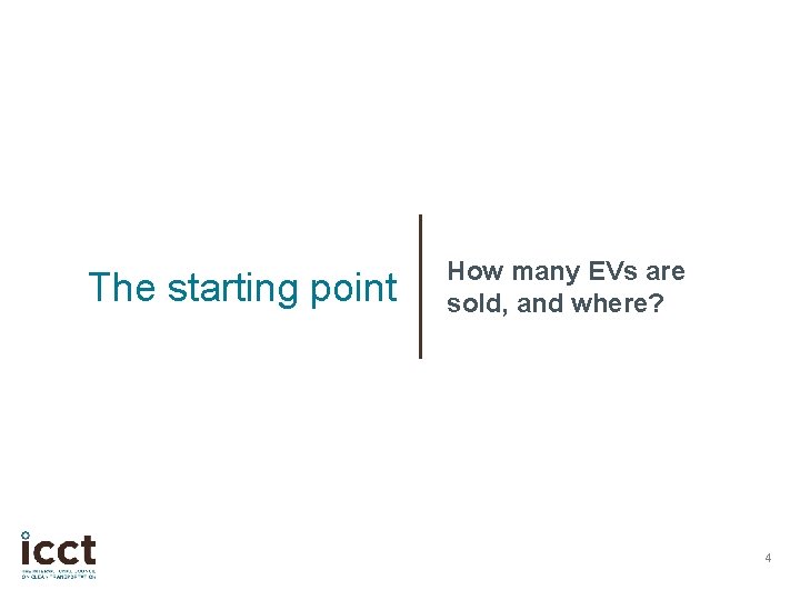 The starting point How many EVs are sold, and where? 4 