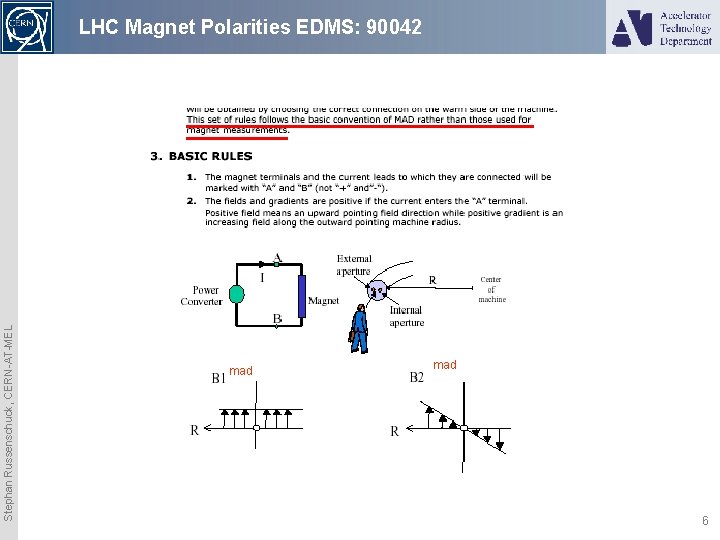 Stephan Russenschuck, CERN-AT-MEL LHC Magnet Polarities EDMS: 90042 mad 6 