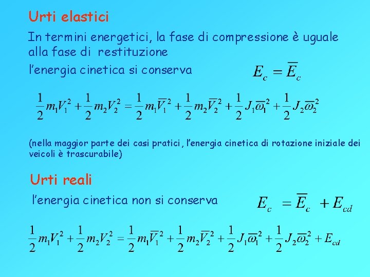 Urti elastici In termini energetici, la fase di compressione è uguale alla fase di Urti elastici In termini energetici, la fase di compressione è uguale alla fase di