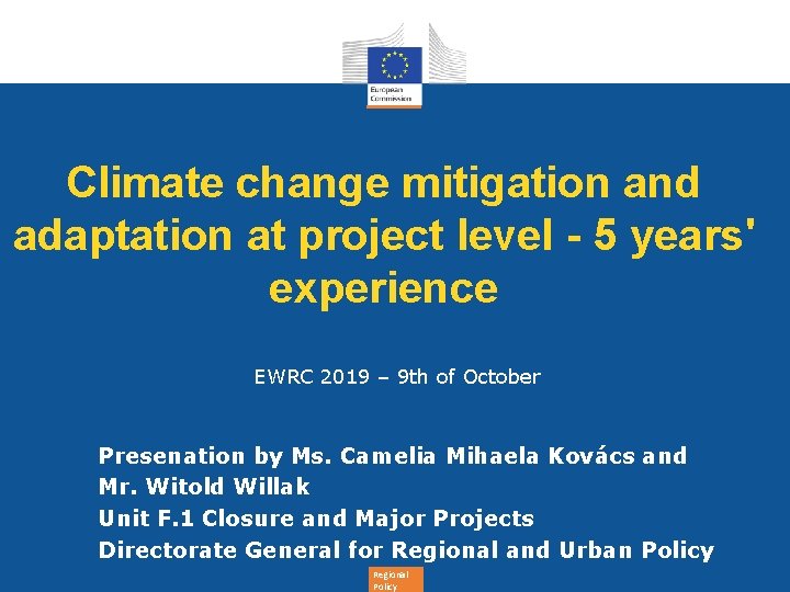 Climate change mitigation and adaptation at project level - 5 years' experience EWRC 2019