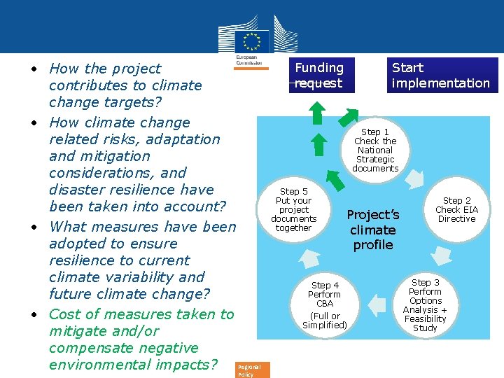  • How the project contributes to climate change targets? • How climate change