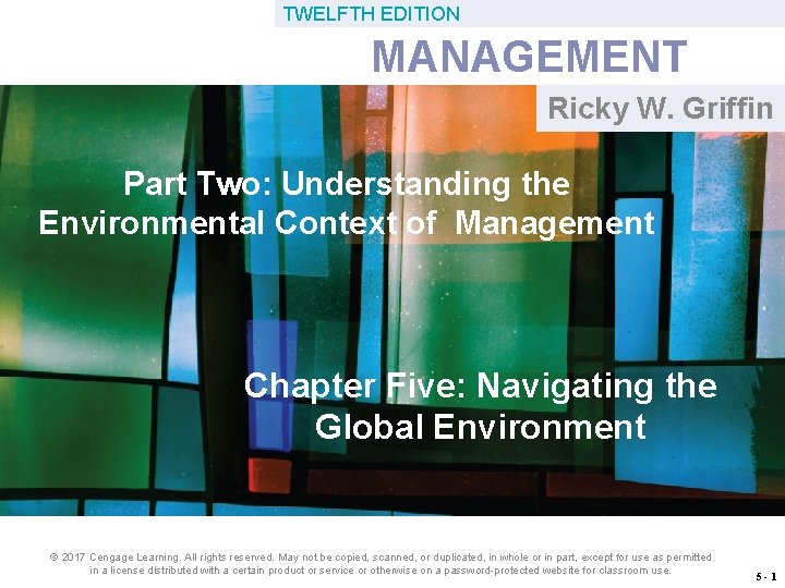 TWELFTH EDITION MANAGEMENT Ricky W. Griffin Part Two: Understanding the Environmental Context of Management