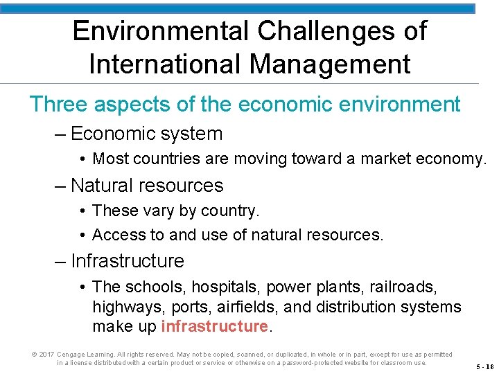 Environmental Challenges of International Management Three aspects of the economic environment – Economic system
