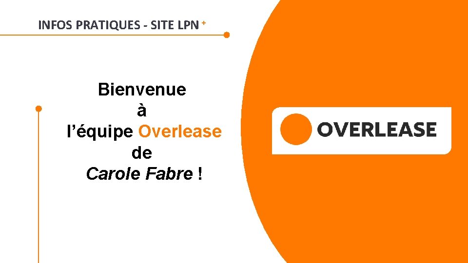 INFOS PRATIQUES - SITE LPN + Bienvenue à l’équipe Overlease de Carole Fabre ! INFOS PRATIQUES - SITE LPN + Bienvenue à l’équipe Overlease de Carole Fabre !