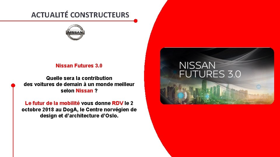 ACTUALITÉ CONSTRUCTEURS Nissan Futures 3. 0 Quelle sera la contribution des voitures de demain ACTUALITÉ CONSTRUCTEURS Nissan Futures 3. 0 Quelle sera la contribution des voitures de demain