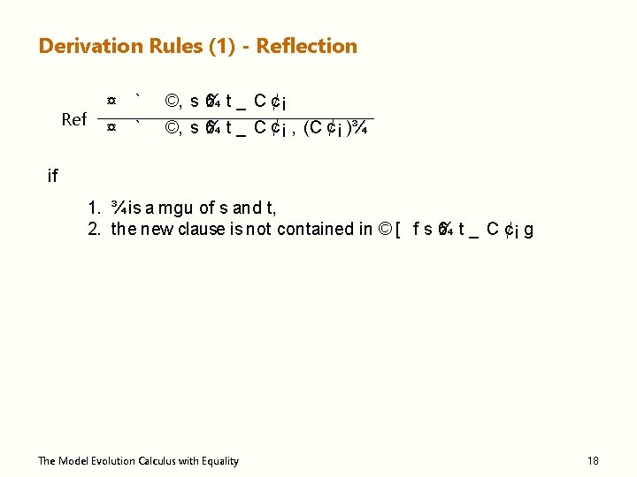 The Model Evolution Calculus With Equality Peter Baumgartner