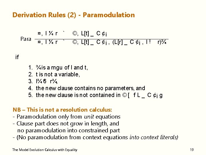 The Model Evolution Calculus With Equality Peter Baumgartner