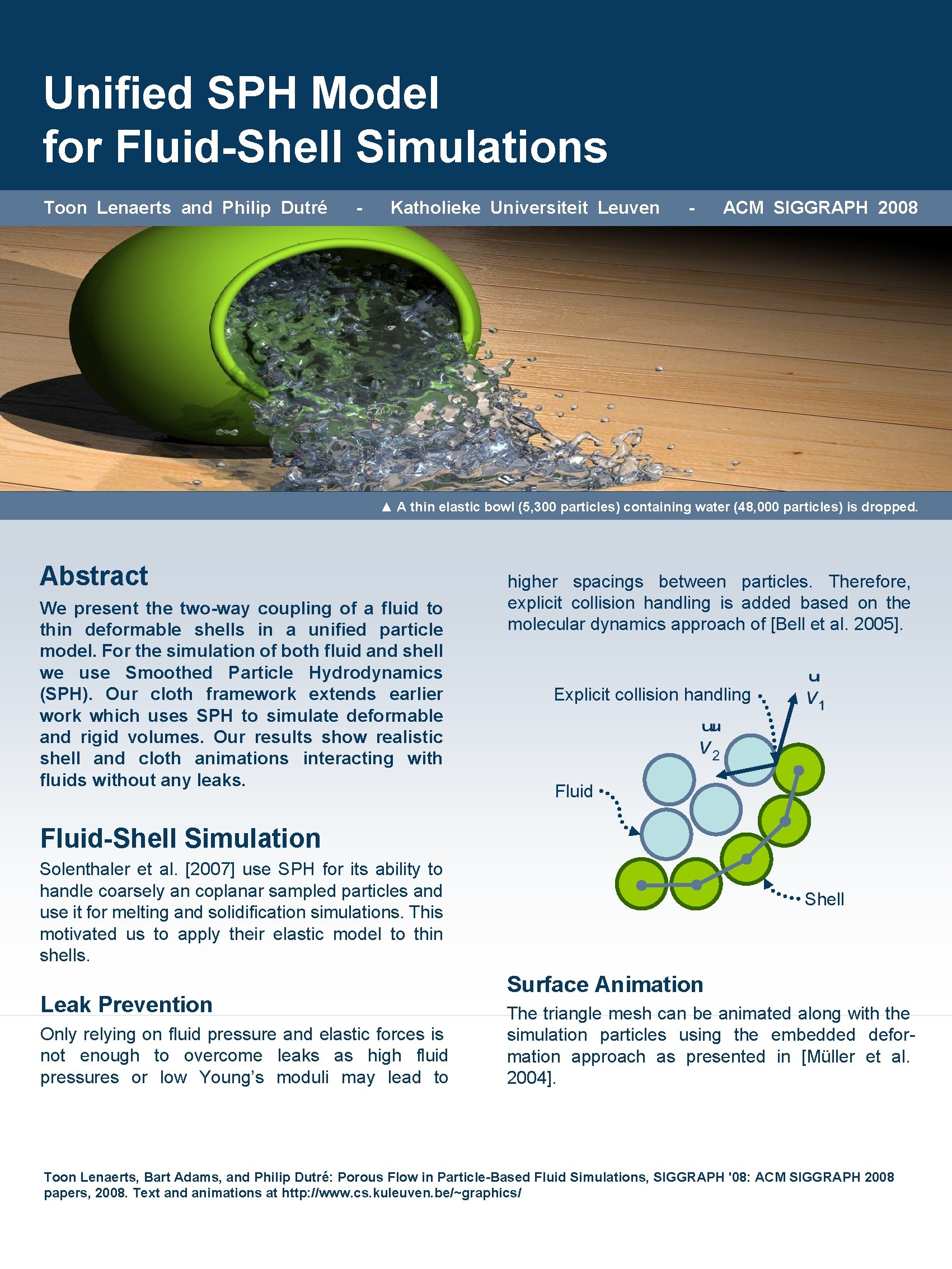 Unified SPH Model for Fluid-Shell Simulations Toon Lenaerts and Philip Dutré - Katholieke Universiteit