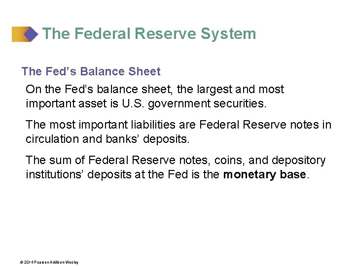 The Federal Reserve System The Fed’s Balance Sheet On the Fed’s balance sheet, the