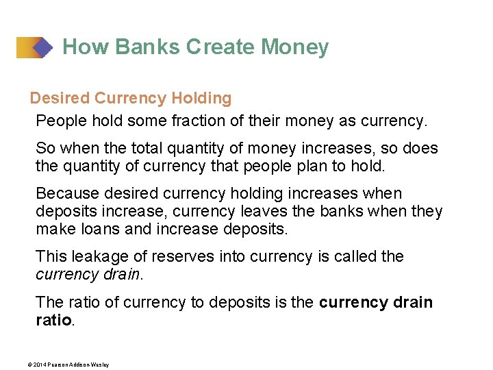 How Banks Create Money Desired Currency Holding People hold some fraction of their money