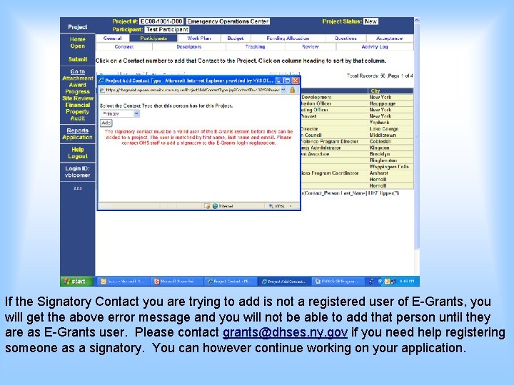 If the Signatory Contact you are trying to add is not a registered user