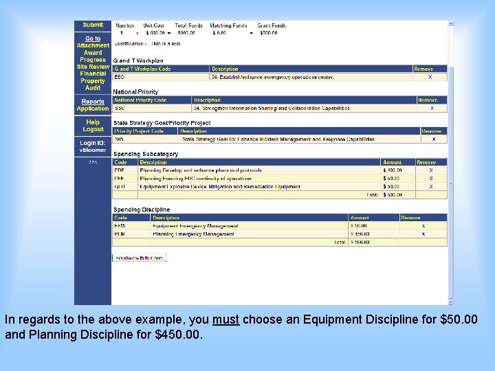 In regards to the above example, you must choose an Equipment Discipline for $50.