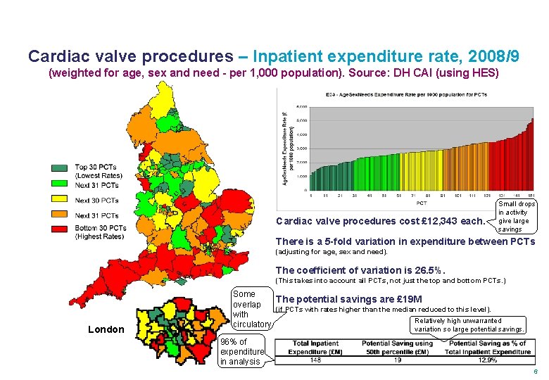 Cardiac valve procedures – Inpatient expenditure rate, 2008/9 (weighted for age, sex and need