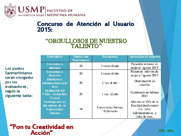 Concurso de Atención al Usuario 2015: “ORGULLOSOS DE NUESTRO TALENTO” Los puntos Sanmartinianos serán