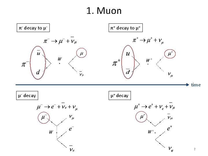 1. Muon π- decay to μ- π+ decay to μ+ time μ- decay μ+ 1. Muon π- decay to μ- π+ decay to μ+ time μ- decay μ+