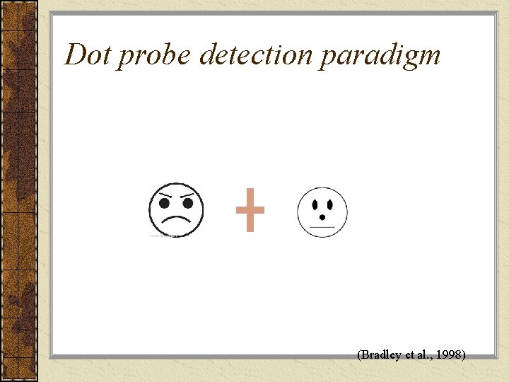 Dot probe detection paradigm (Bradley et al. , 1998) 
