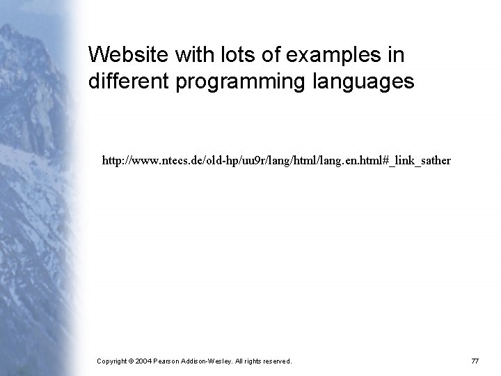 Website with lots of examples in different programming languages http: //www. ntecs. de/old-hp/uu 9