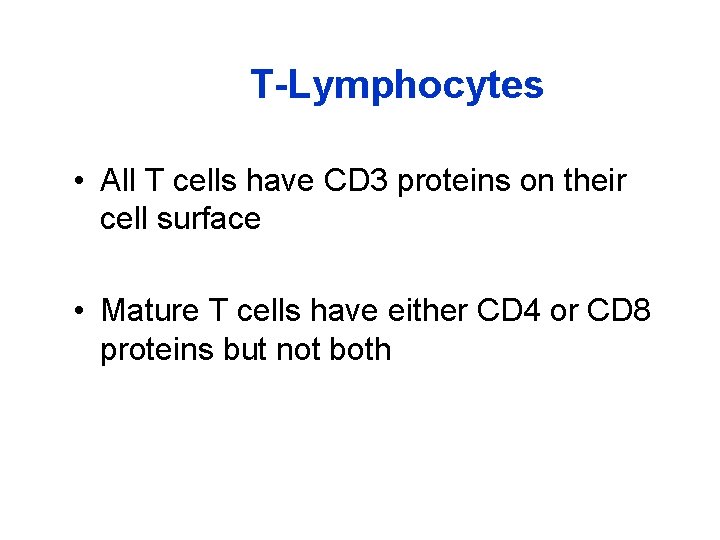 T-Lymphocytes • All T cells have CD 3 proteins on their cell surface •