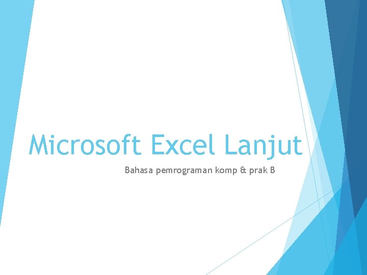 Microsoft Excel Lanjut Bahasa pemrograman komp & prak B 