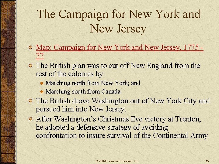 The Campaign for New York and New Jersey Map: Campaign for New York and