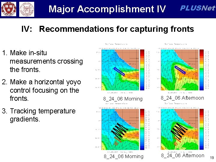 PLUSNet Major Accomplishment IV IV: Recommendations for capturing fronts 1. Make in-situ measurements crossing