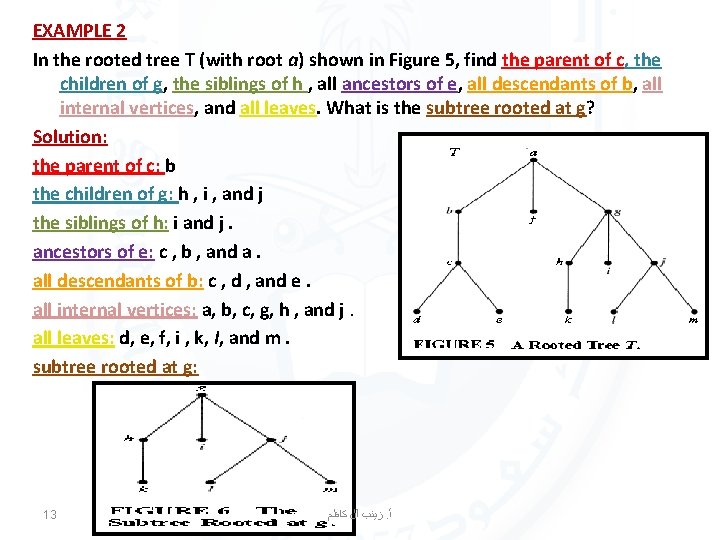 EXAMPLE 2 In the rooted tree T (with root a) shown in Figure 5,