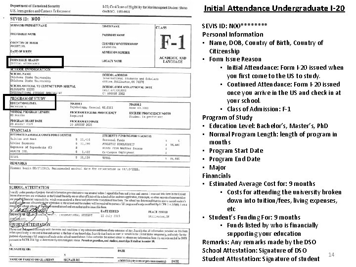 Initial Attendance Undergraduate I-20 SEVIS ID: N 00**** Personal Information • Name, DOB, Country