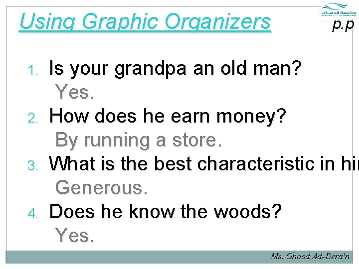 Using Graphic Organizers 1. 2. 3. 4. p. p 6 Is your grandpa an Using Graphic Organizers 1. 2. 3. 4. p. p 6 Is your grandpa an