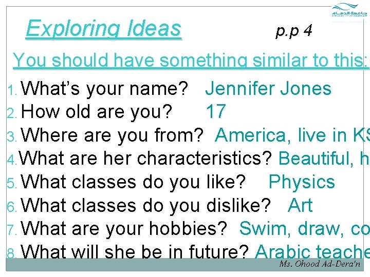 Exploring Ideas p. p 4 You should have something similar to this: 1. What’s Exploring Ideas p. p 4 You should have something similar to this: 1. What’s