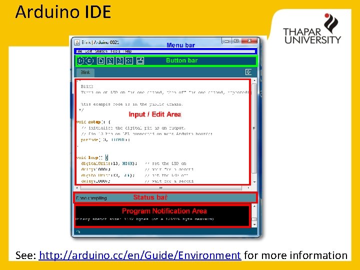 Arduino IDE See: http: //arduino. cc/en/Guide/Environment for more information 