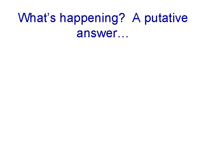 What’s happening? A putative answer… 