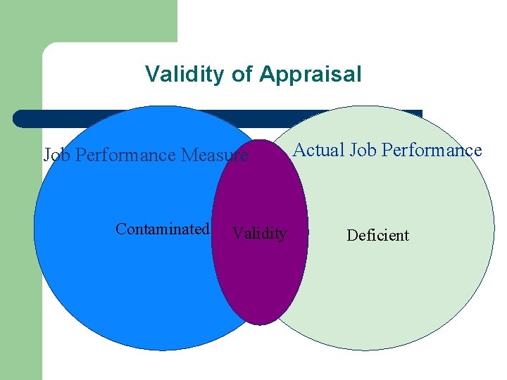 Validity of Appraisal Job Performance Measure Contaminated Validity 22 Actual Job Performance Deficient 