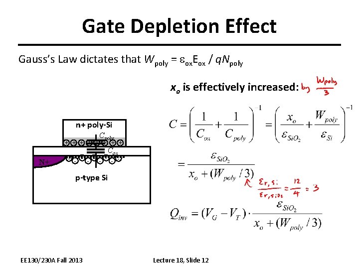 Lecture 18 Outline The Mos Capacitor Contd Effect