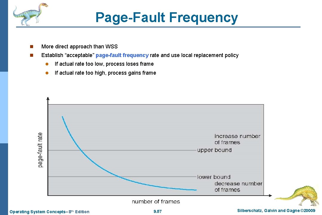 Page-Fault Frequency n More direct approach than WSS n Establish “acceptable” page-fault frequency rate