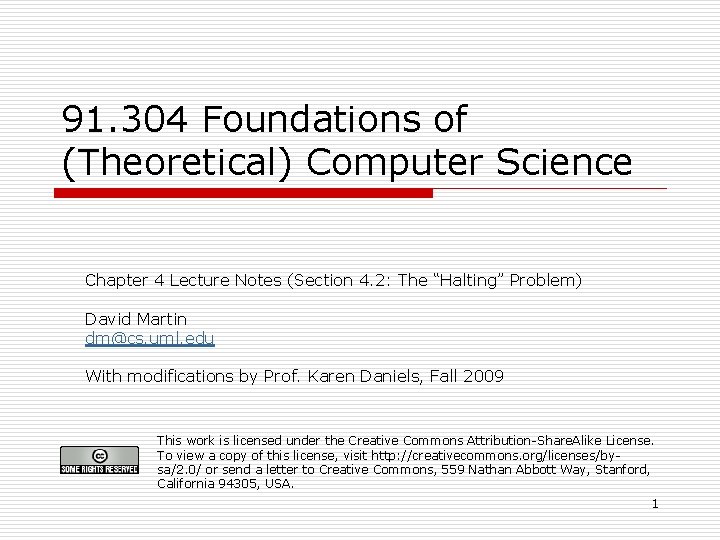 91. 304 Foundations of (Theoretical) Computer Science Chapter 4 Lecture Notes (Section 4. 2: