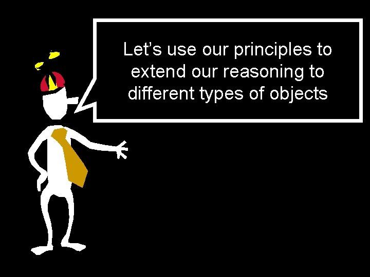 Let’s use our principles to extend our reasoning to different types of objects 