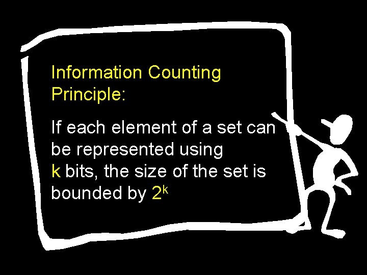 Information Counting Principle: If each element of a set can be represented using k