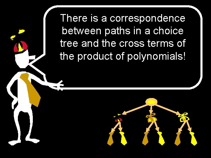 There is a correspondence between paths in a choice tree and the cross terms