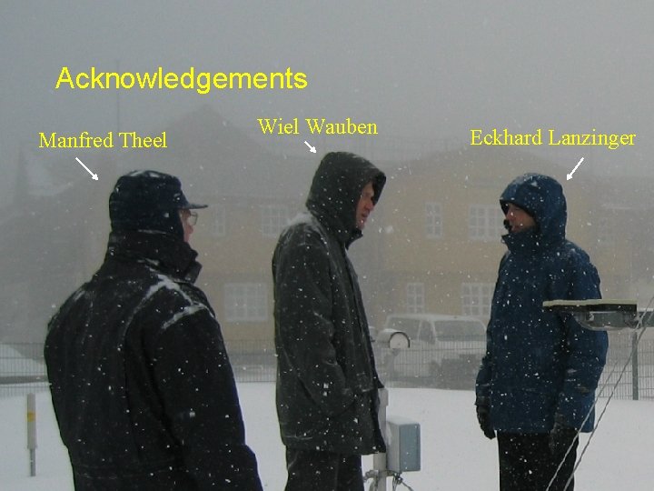 Acknowledgements Manfred Theel Wiel Wauben Eckhard Lanzinger 