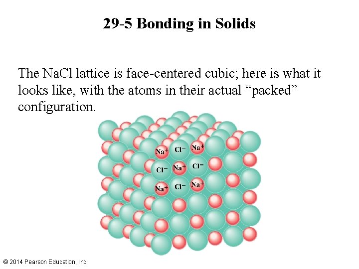 29 -5 Bonding in Solids The Na. Cl lattice is face-centered cubic; here is