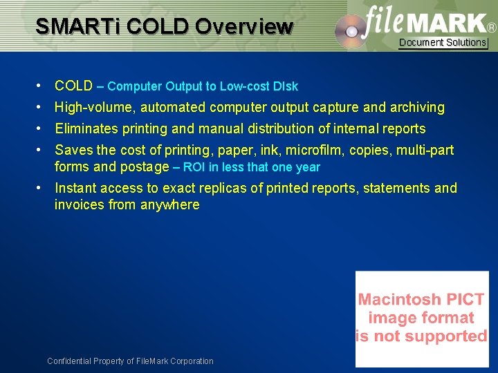 SMARTi COLD Overview Document Solutions • COLD – Computer Output to Low-cost DIsk •