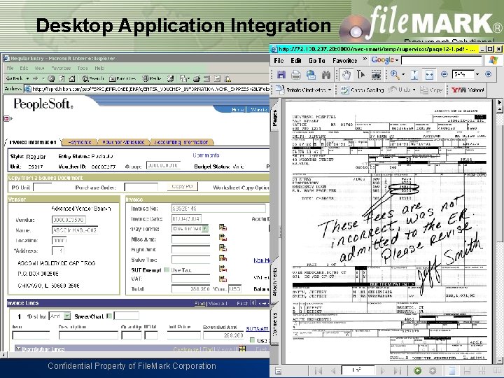 Desktop Application Integration Document Solutions Confidential Property of File. Mark Corporation 
