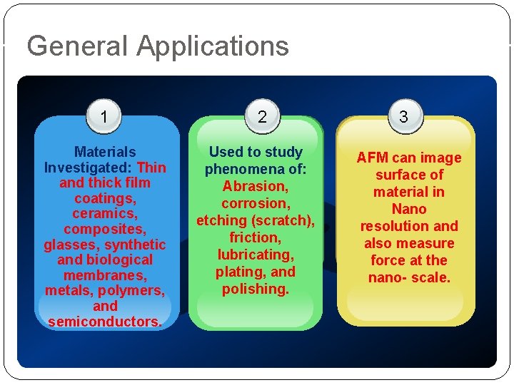General Applications 1 Materials Investigated: Thin and thick film coatings, ceramics, composites, glasses, synthetic