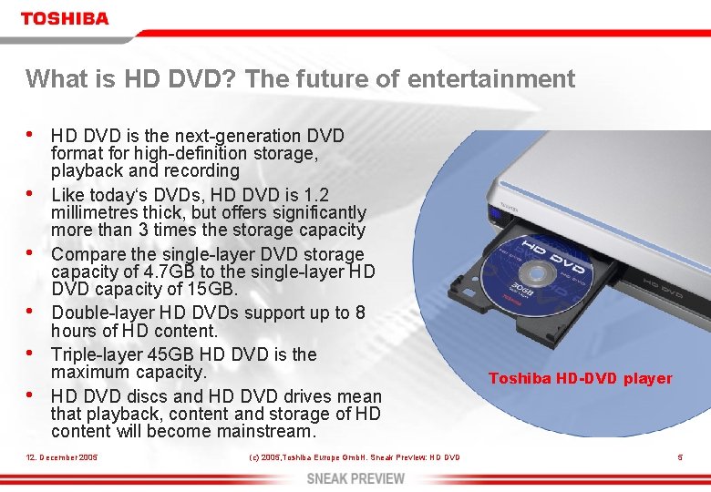 What is HD DVD? The future of entertainment • • • HD DVD is