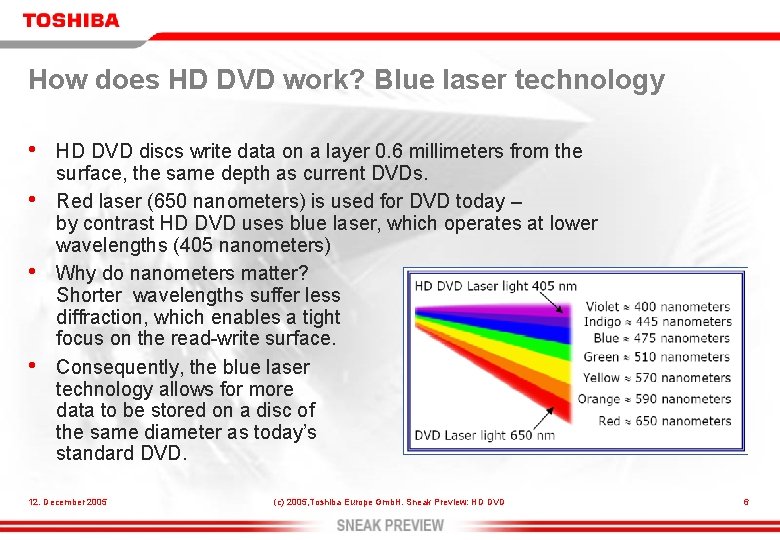 How does HD DVD work? Blue laser technology • • HD DVD discs write