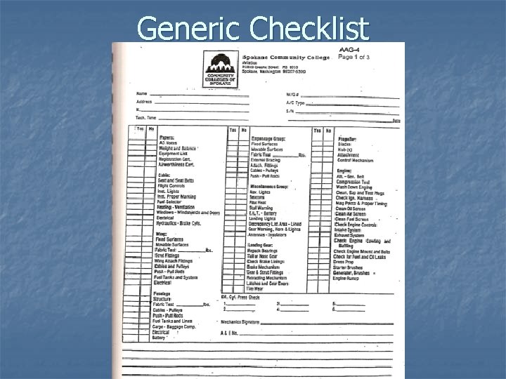 Generic Checklist 