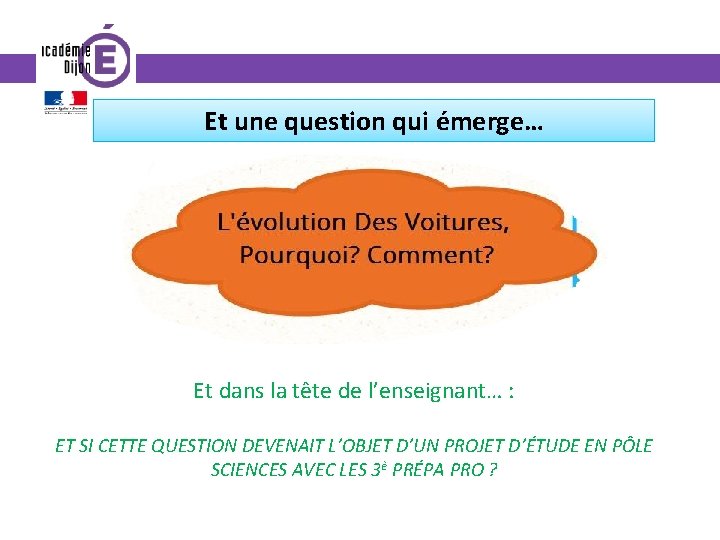 Et une question qui émerge… Et dans la tête de l’enseignant… : ET SI